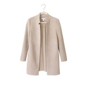 Chico’s Jacquard Textured Coat – Neutral Longline Elegant Jacket